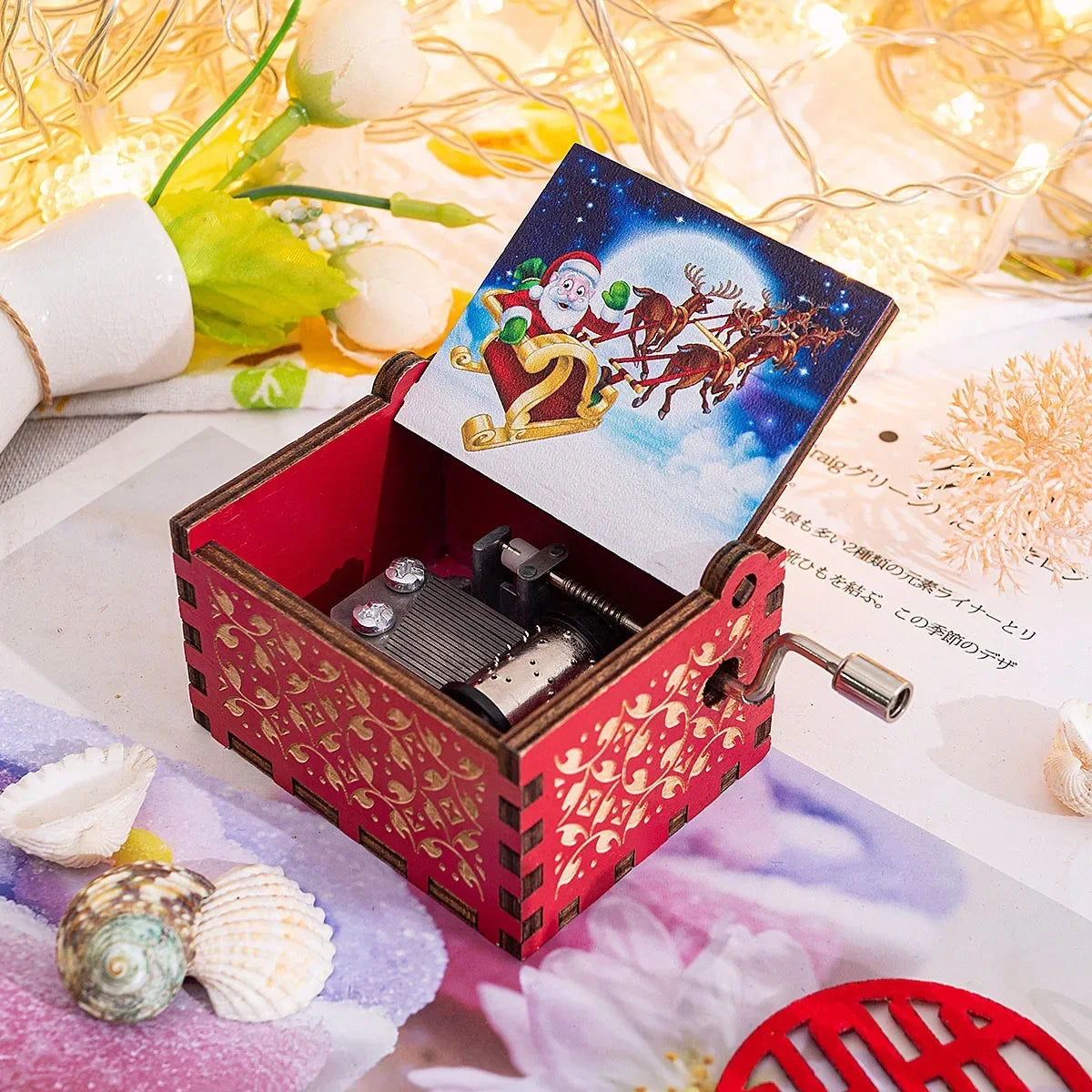 Wooden Hand Crank Musical Box Gift for Special Occassions