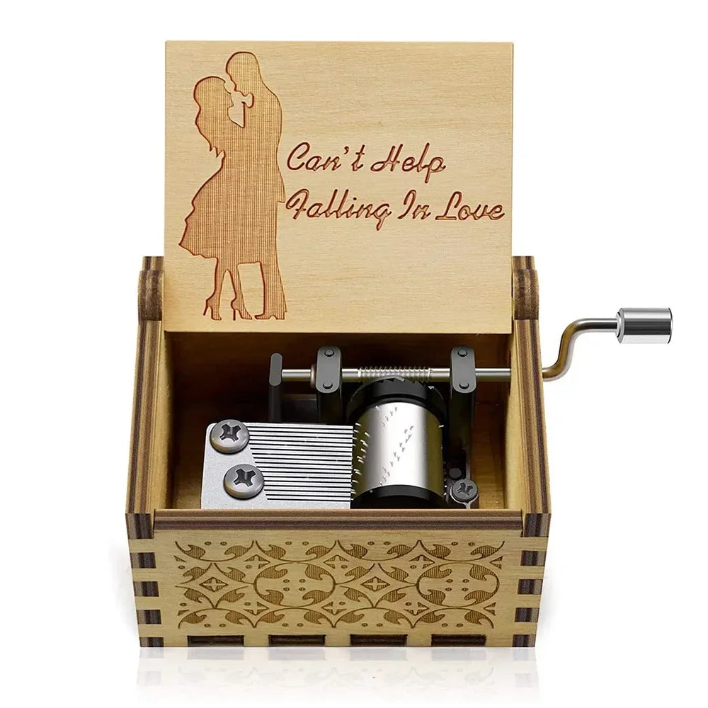 Wooden Hand Crank Musical Box Gift for Special Occassions