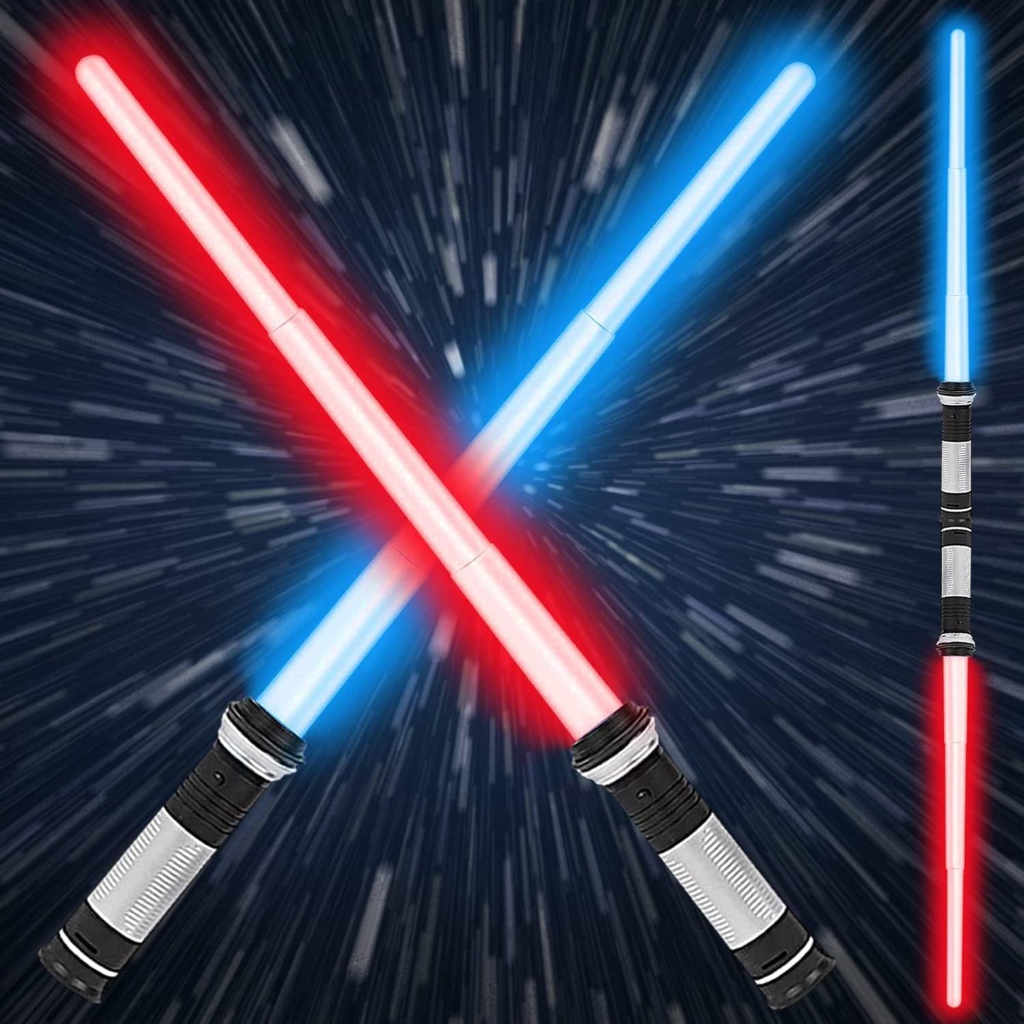 Lightsaber Kids - 2 Pack - LED Light Up Saber With Sound Retractable 7 Colors Light Saber Sword! Excellent Gift for Boys!