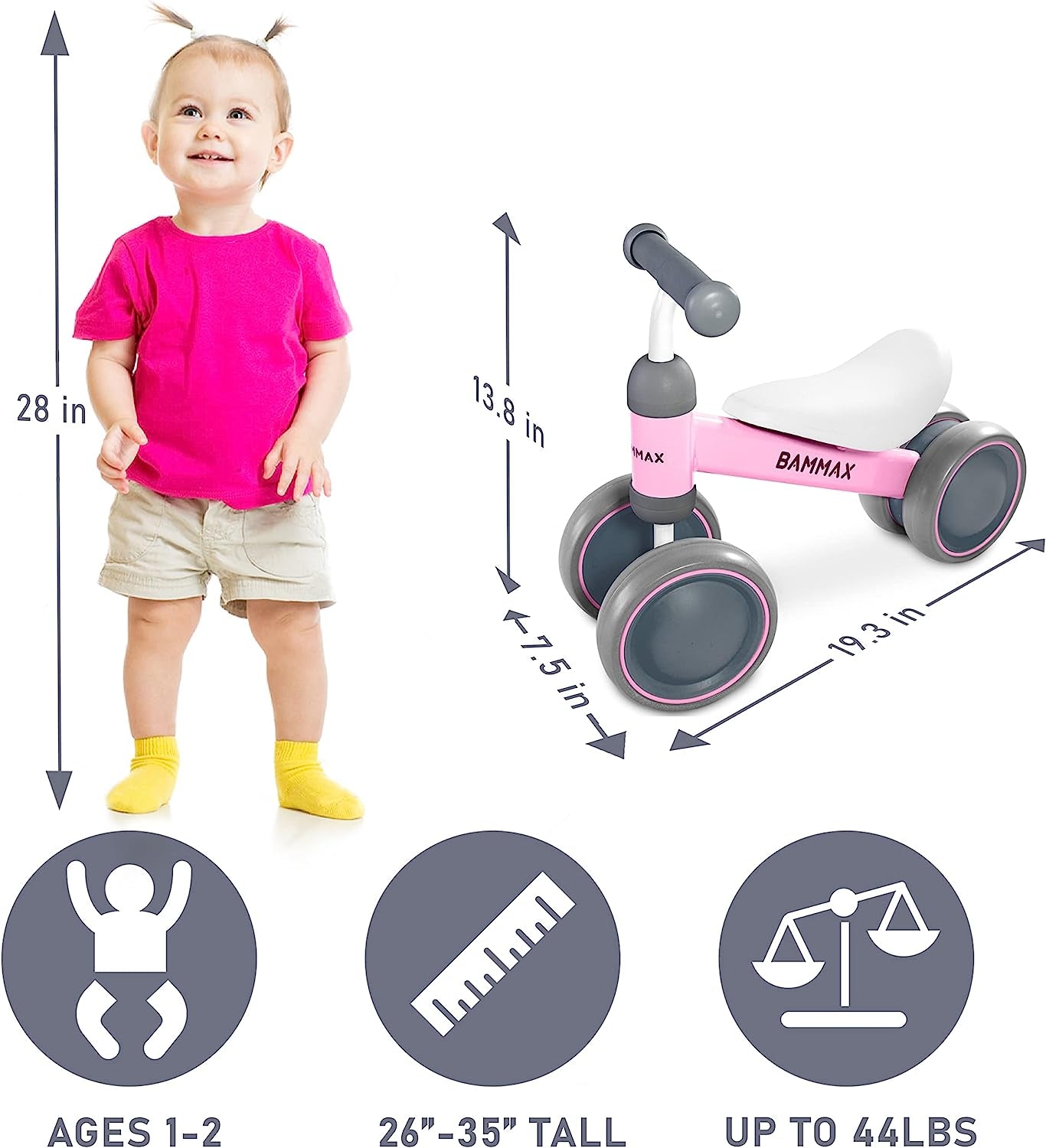 Tykebike® Balance Bike for Toddlers 1-2 Years | Lightweight Ride-On Toy with Smooth-Glide Wheels & Safe Steering | Indoor & Outdoor Use