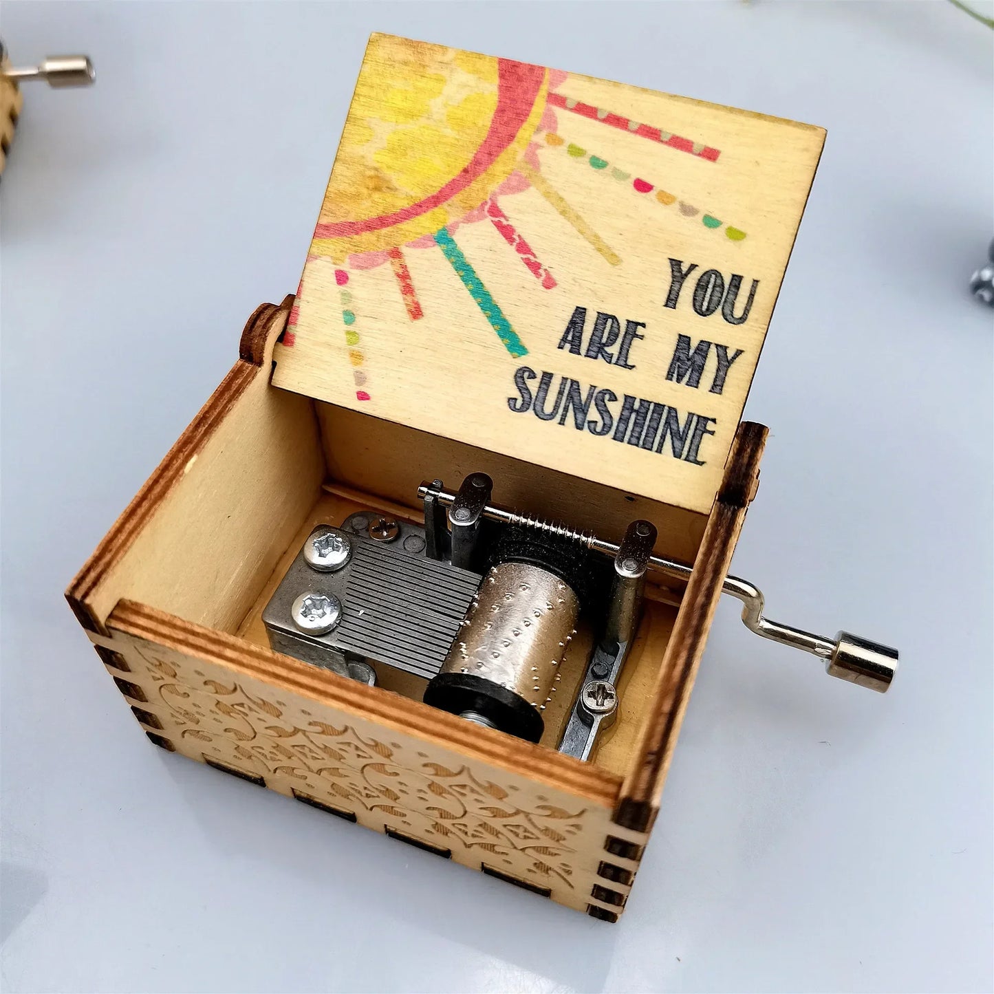 Wooden Hand Crank Musical Box Gift for Special Occassions