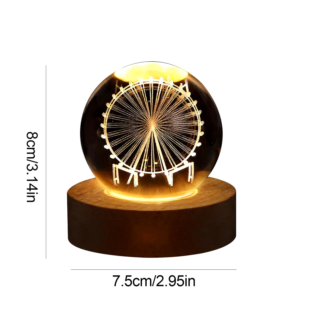 3D Crystal Ball Night Light – LED Moon & Solar System Lamp for Room Decor, Birthday & Party Gifts