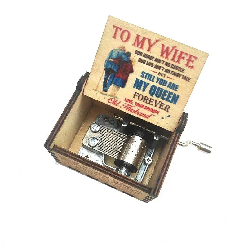 Wooden Hand Crank Musical Box Gift for Special Occassions