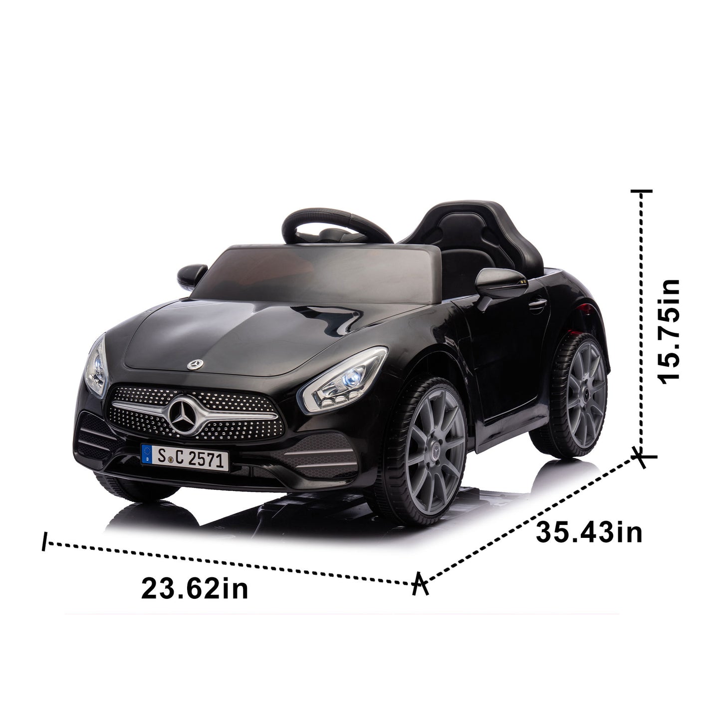 12V Ride On Car for Kids, Licensed Mercedes Benz GT R Motorized Electric Vehicle GTR for Children with Remote Control, MP3 and LED Lightings