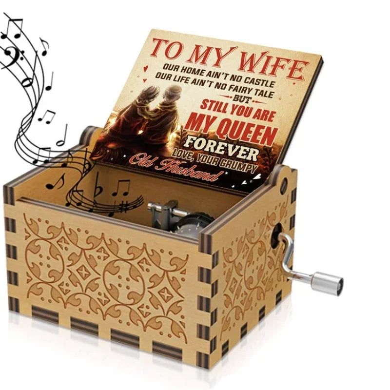 Wooden Hand Crank Musical Box Gift for Special Occassions