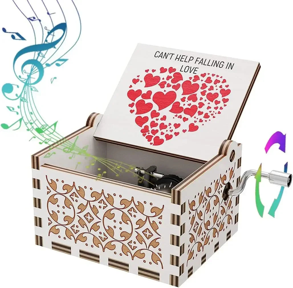 Wooden Hand Crank Musical Box Gift for Special Occassions