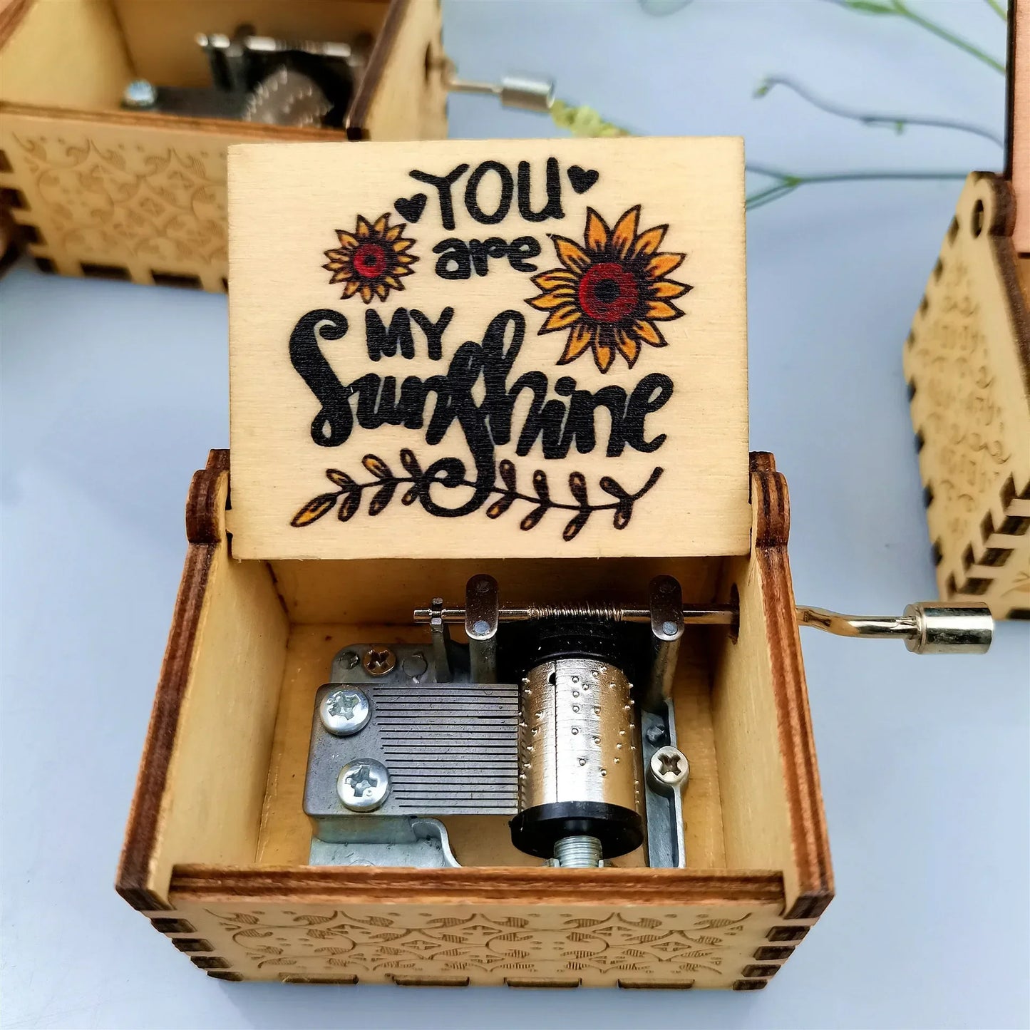 Wooden Hand Crank Musical Box Gift for Special Occassions