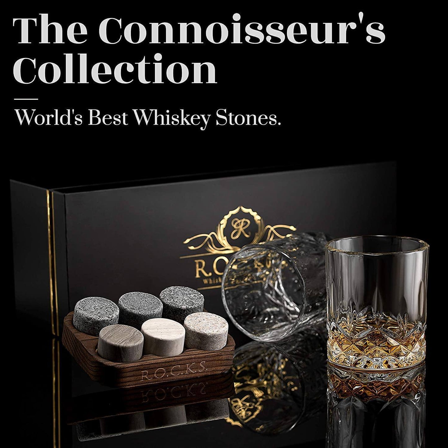 Premium Whiskey Gift Set with 6 Granite Chilling Stones