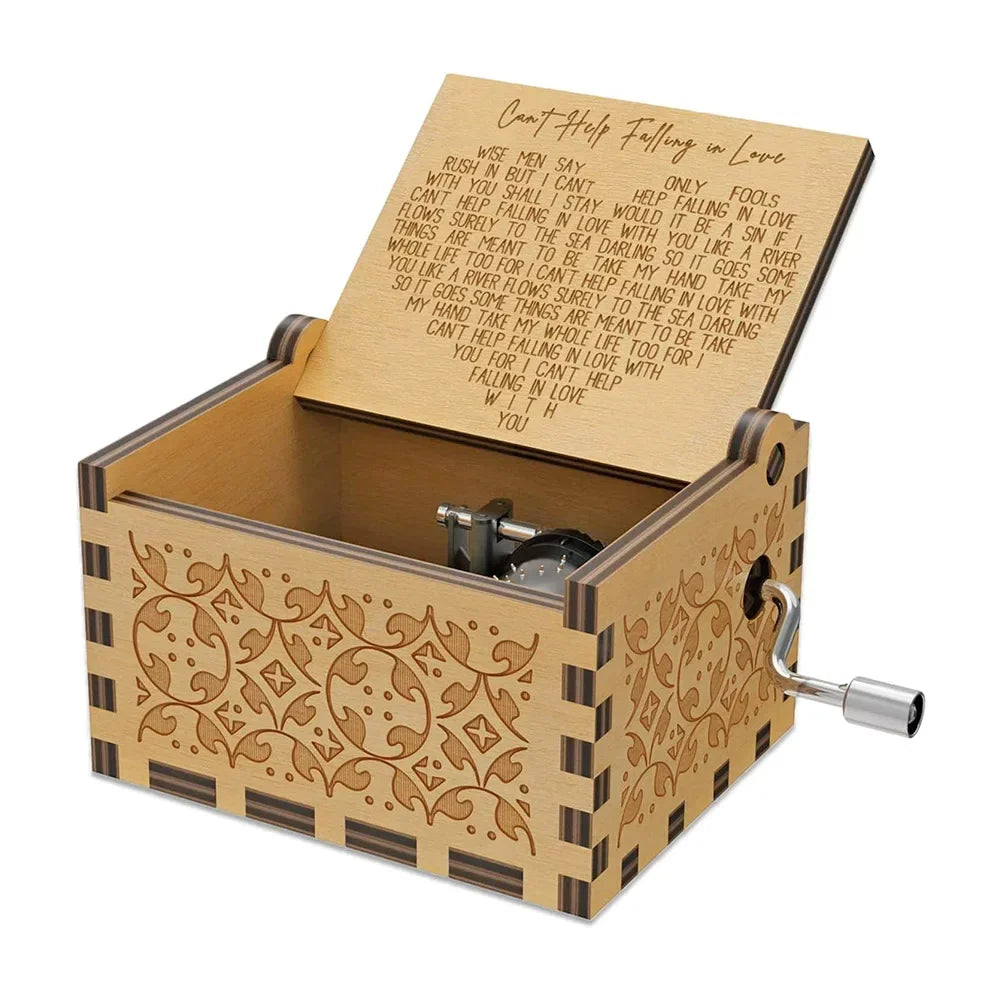 Wooden Hand Crank Musical Box Gift for Special Occassions