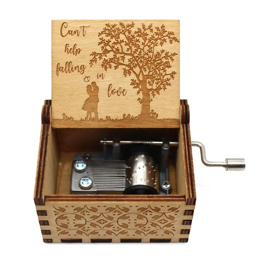 Wooden Hand Crank Musical Box Gift for Special Occassions