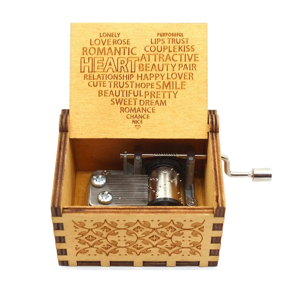 Wooden Hand Crank Musical Box Gift for Special Occassions