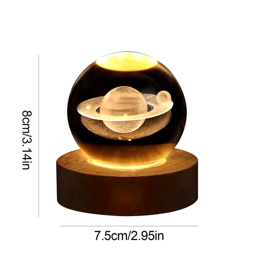 3D Crystal Ball Night Light – LED Moon & Solar System Lamp for Room Decor, Birthday & Party Gifts