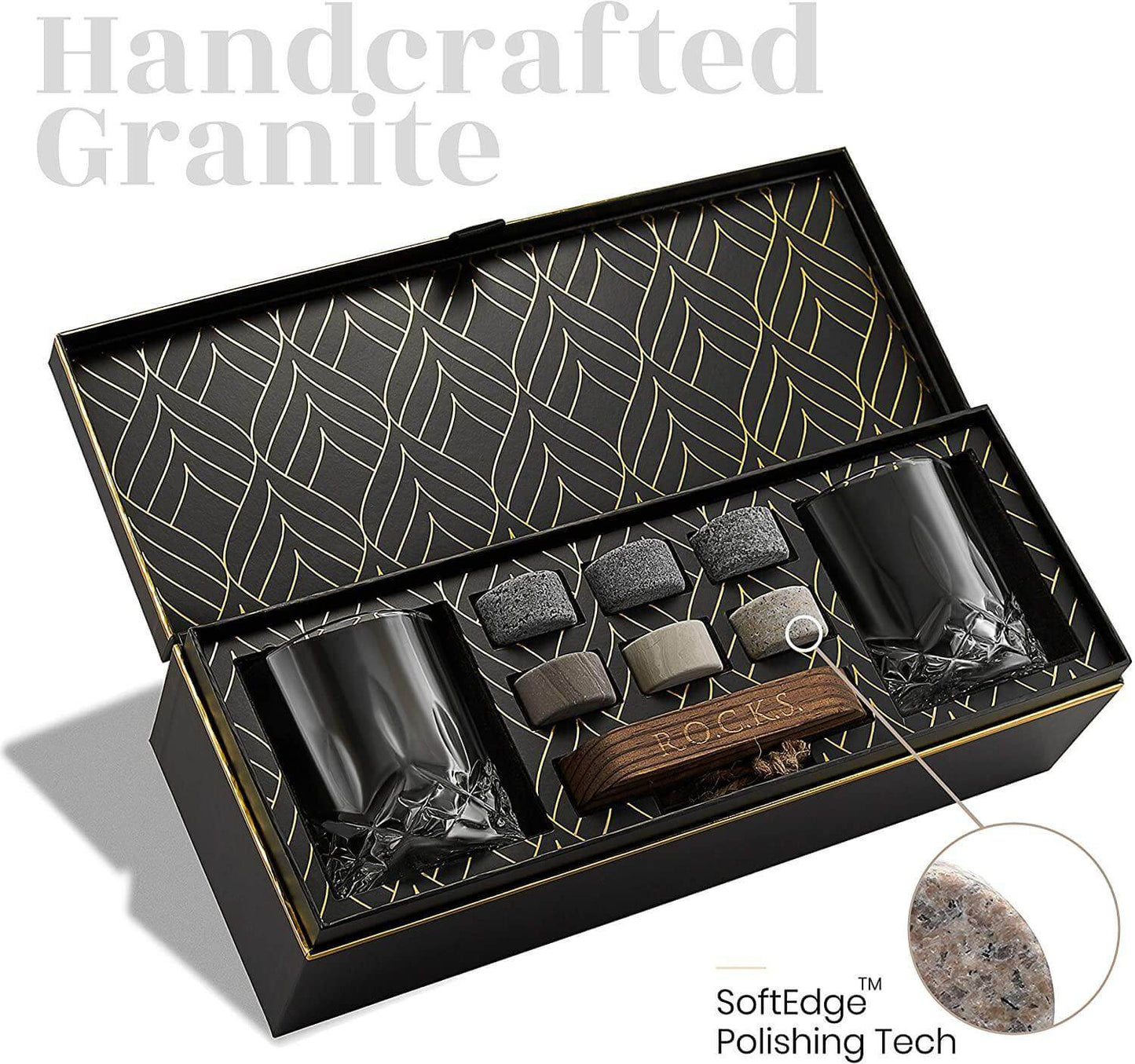 Premium Whiskey Gift Set with 6 Granite Chilling Stones