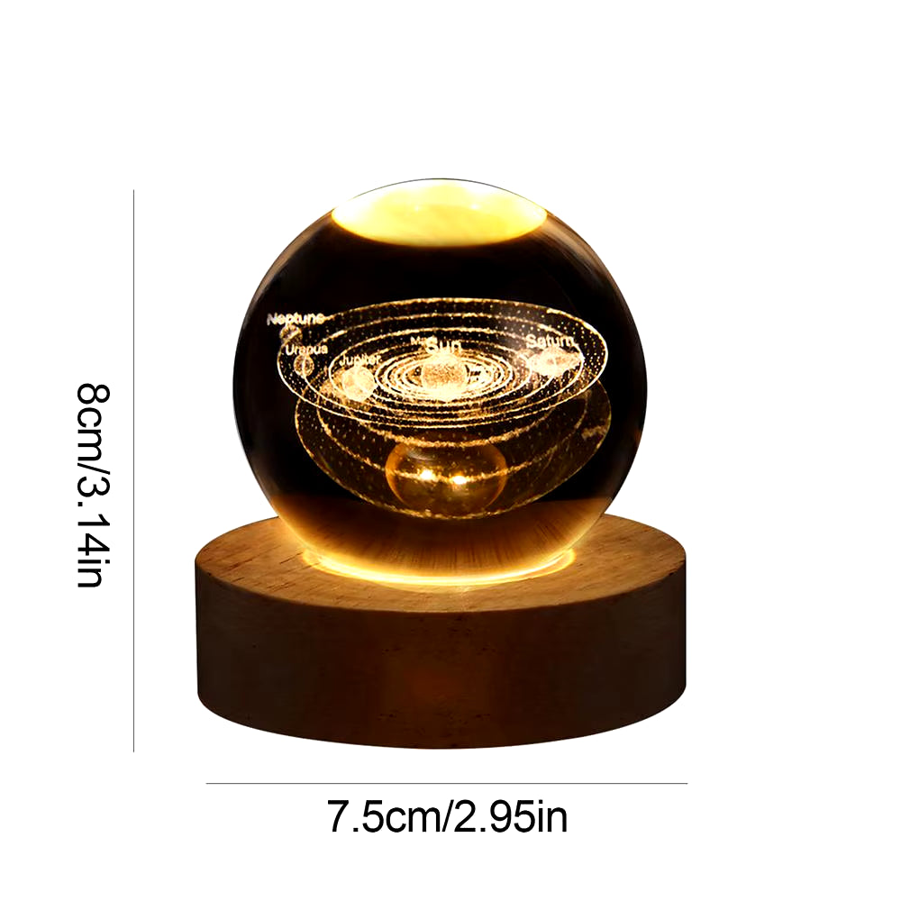 3D Crystal Ball Night Light – LED Moon & Solar System Lamp for Room Decor, Birthday & Party Gifts