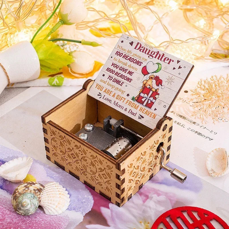 Wooden Hand Crank Musical Box Gift for Special Occassions