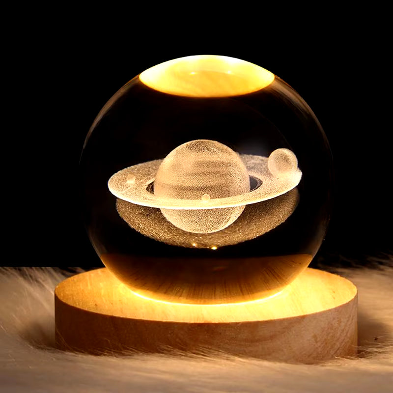 3D Crystal Ball Night Light – LED Moon & Solar System Lamp for Room Decor, Birthday & Party Gifts