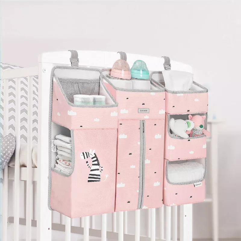 Sunveno Crib Organizer for Baby Crib Hanging Storage Bag for Essentials