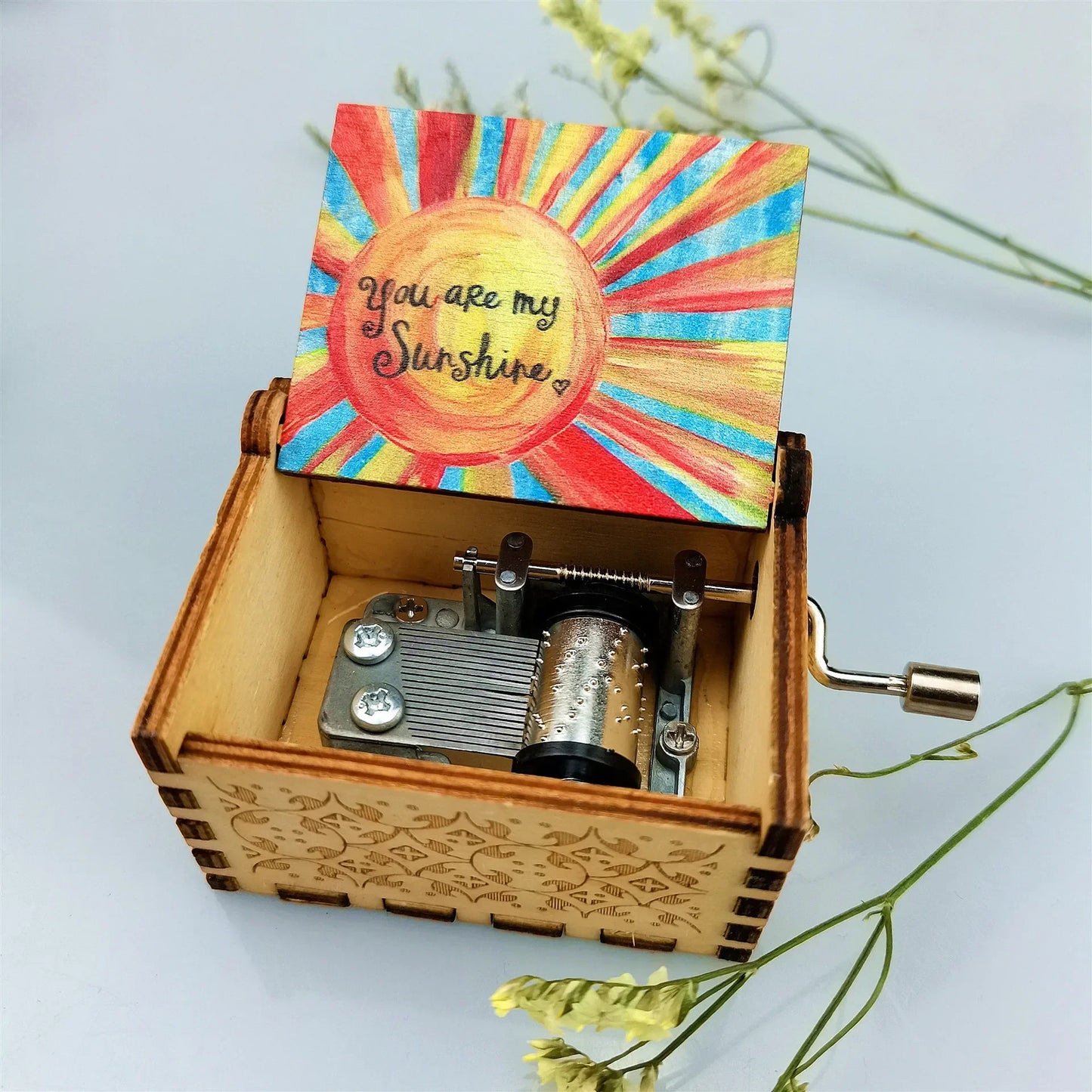 Wooden Hand Crank Musical Box Gift for Special Occassions