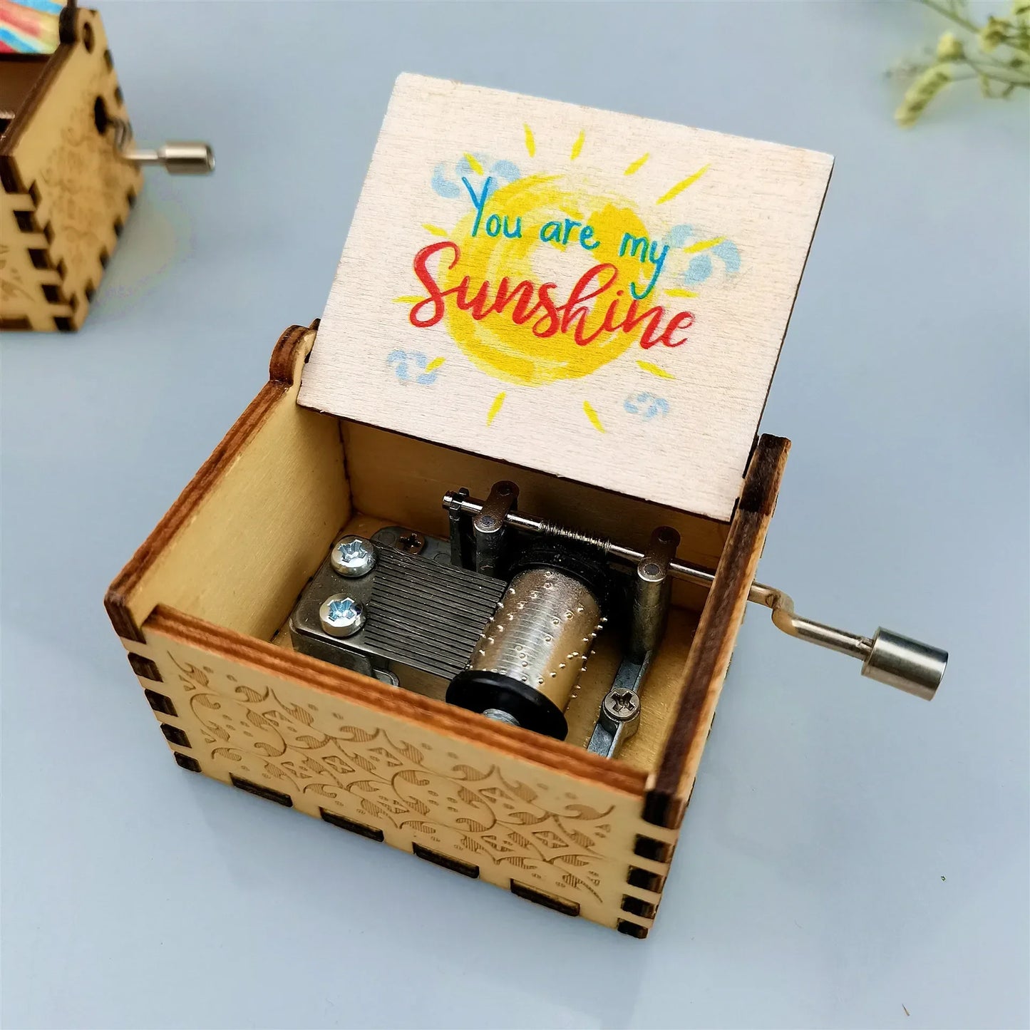 Wooden Hand Crank Musical Box Gift for Special Occassions