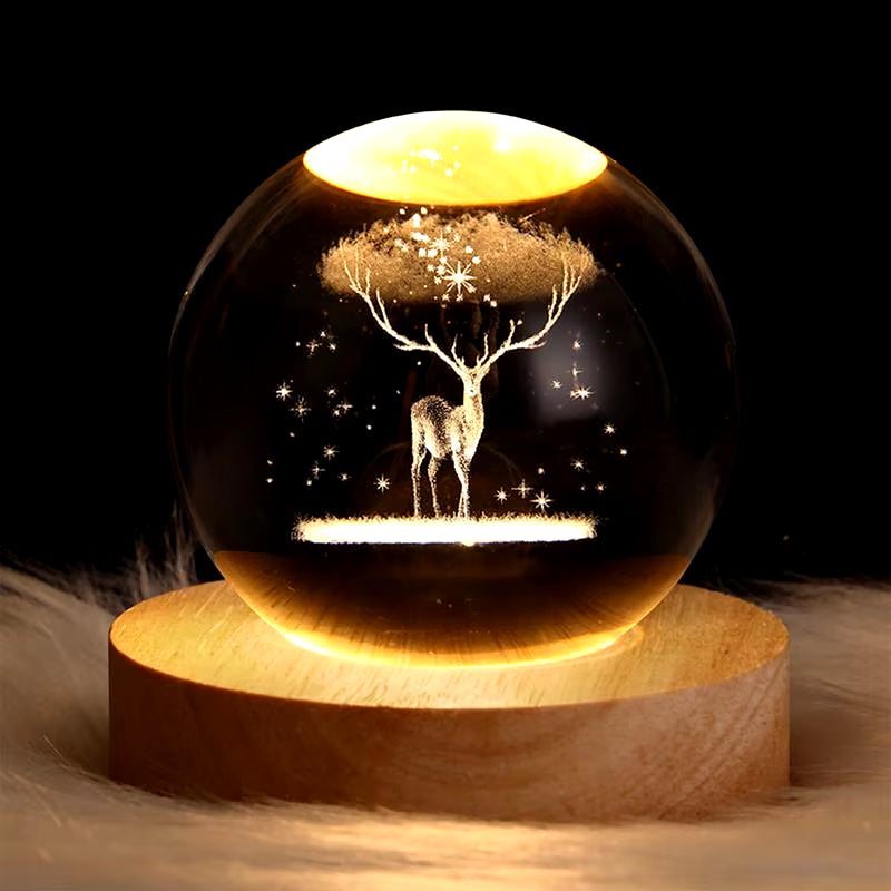 3D Crystal Ball Night Light – LED Moon & Solar System Lamp for Room Decor, Birthday & Party Gifts