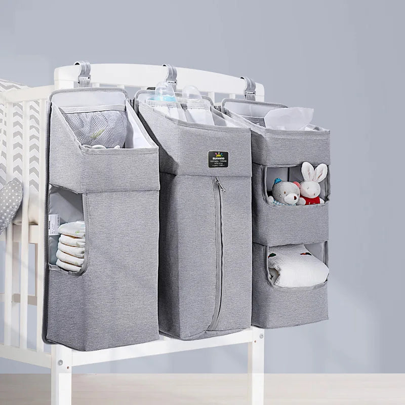 Sunveno Crib Organizer for Baby Crib Hanging Storage Bag for Essentials